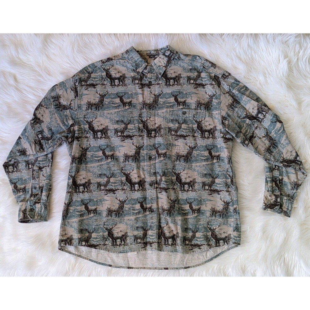 Cabelas Deerskin Soft Chamois Shirt Mens XL Whitetail Deer Buck Pocket